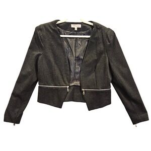 Philosophy Women's M Dark Gray‎ Zipper Detail Cropped Blazer Jacket #453